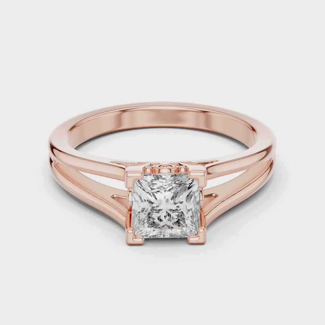 MJR025 - Princess Cut Split Shank Engagement Ring