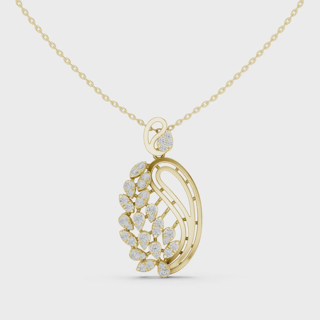 MJP12 - Oval Foliage Diamond Vine Swirl Necklace