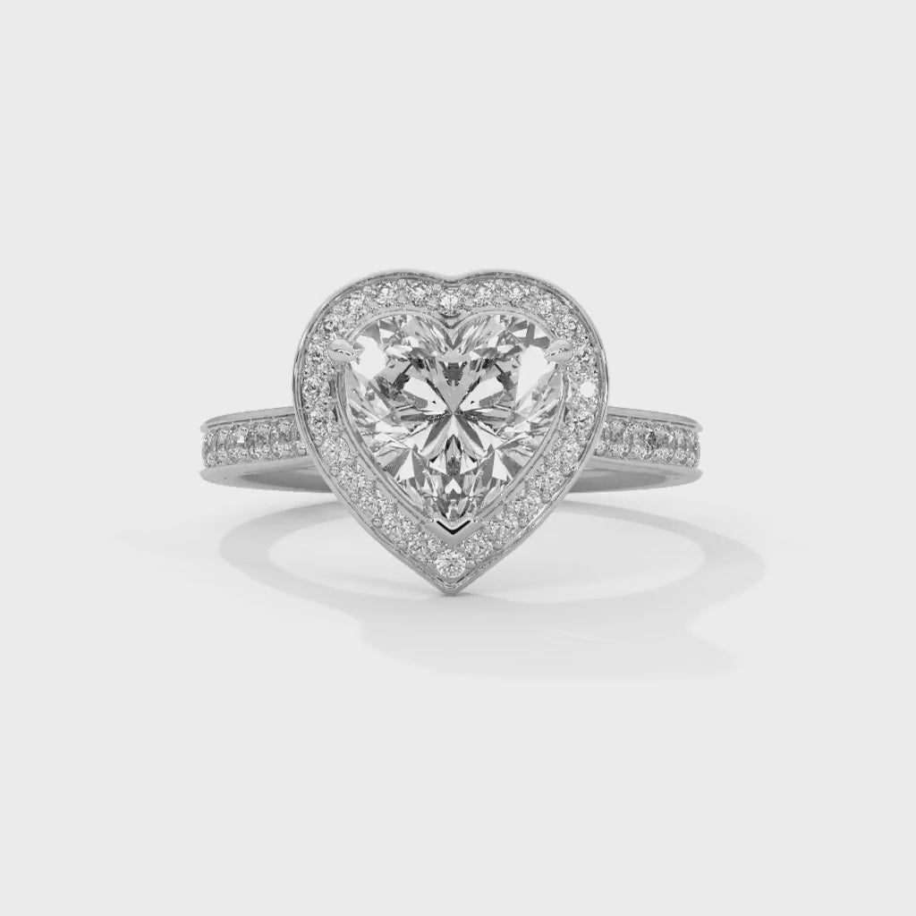 MJBS50 - Heart Cut French Pavé Halo Engagement Ring