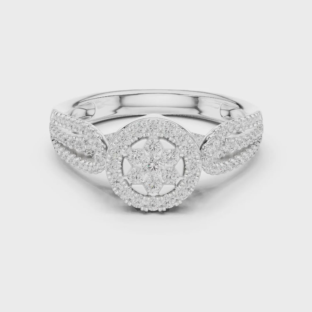 MJCLS3 - Floral Cluster Round Cut Statement Ring