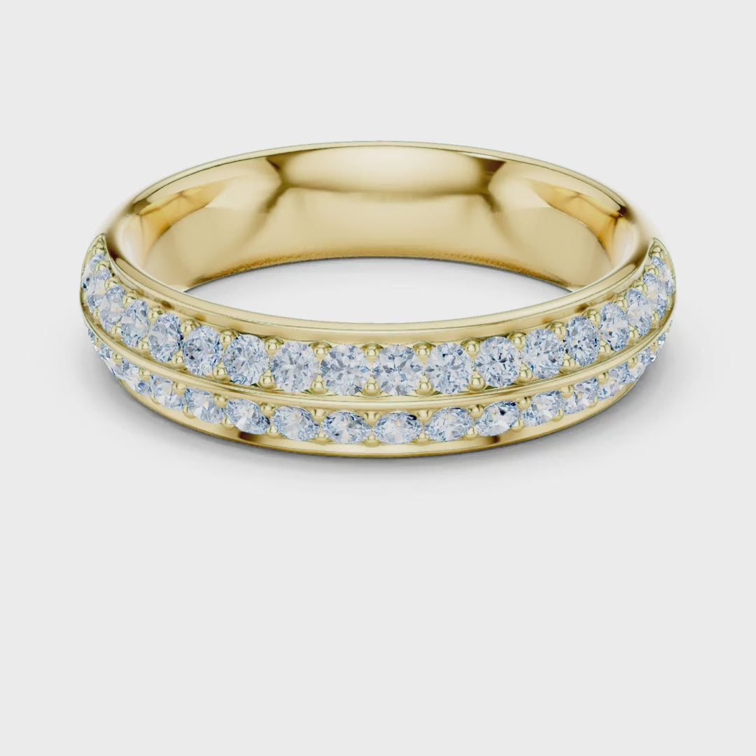MJET010 - Elegant Parallel Row Shared Prong Wedding Band