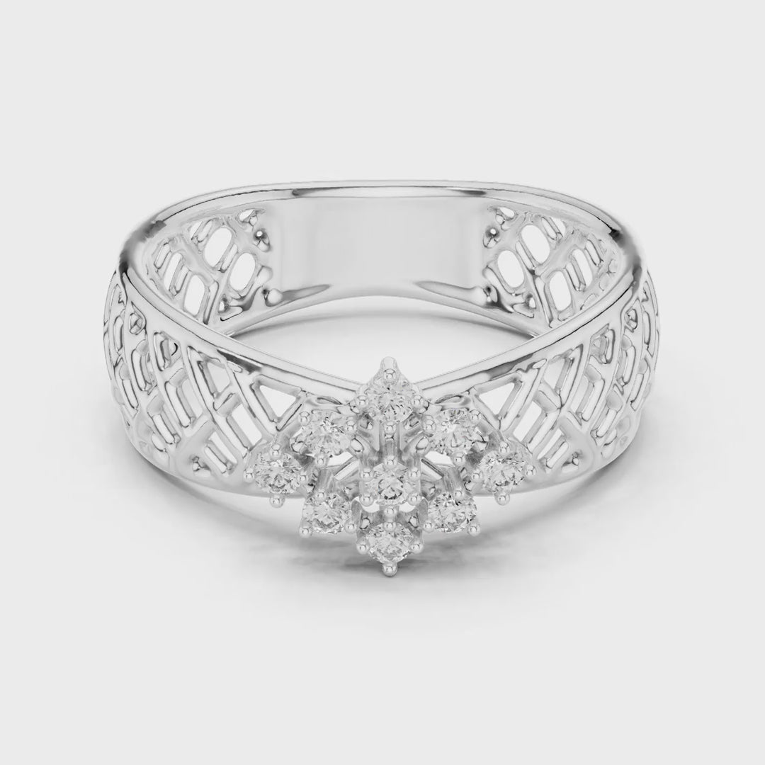 MJAR003 - Round Lattice Filigree Cluster Band