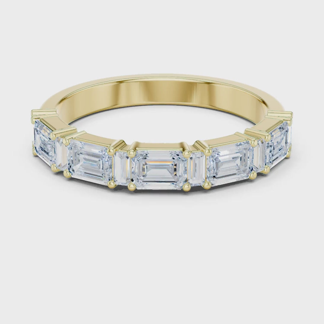MJET047 - East-West Emerald and Baguette Cut Half Eternity Ring