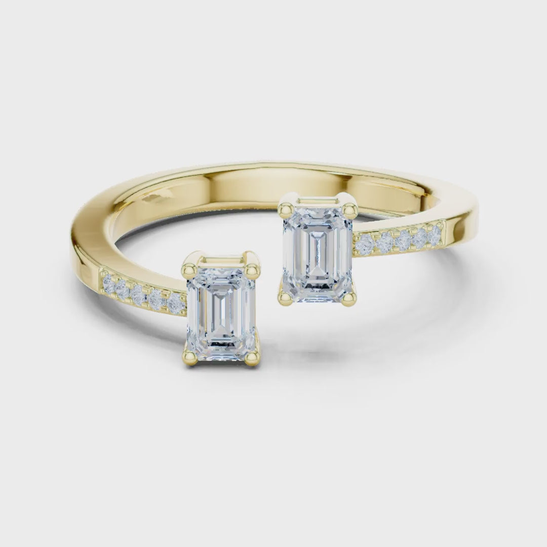 3.15 Carat Lab Grown Diamond Twin Emerald Cut TOI ET MOI Engagement Ring