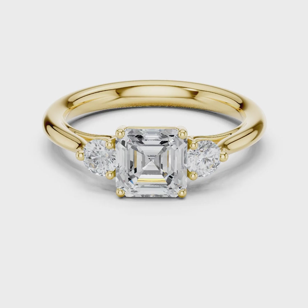 MJR073 - Classic Step Cut Asscher Trio Comfort Fit Ring