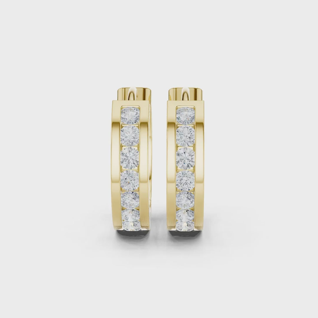 MJER47 - Channel-Set Diamond Huggie Hoop Earrings