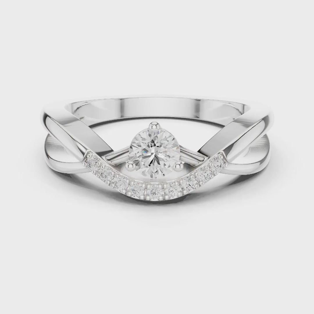 MJR0157 - Interlocking Curved Round Centerpiece Fashion Ring