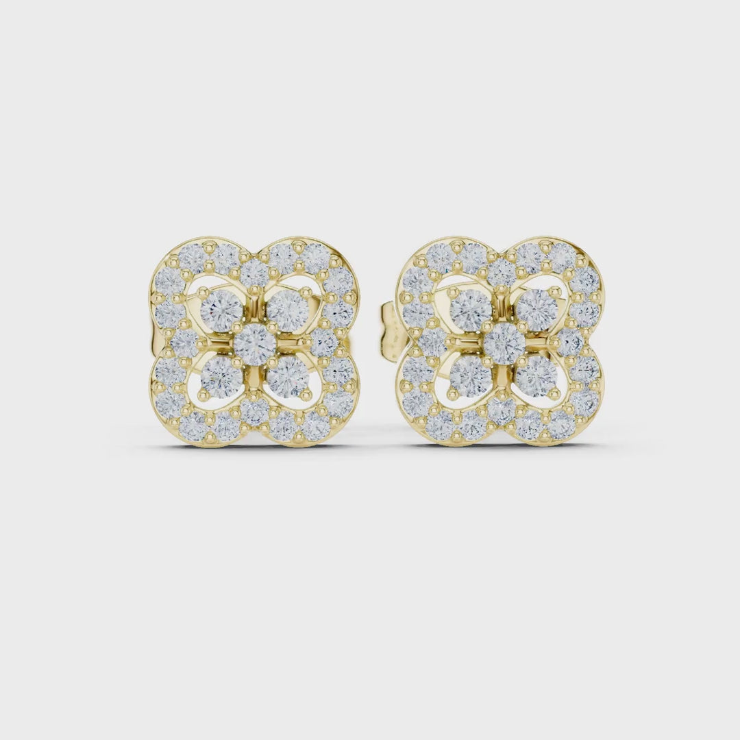 MJER74 - Quatrefoil Bloom Diamond-Accent Studs