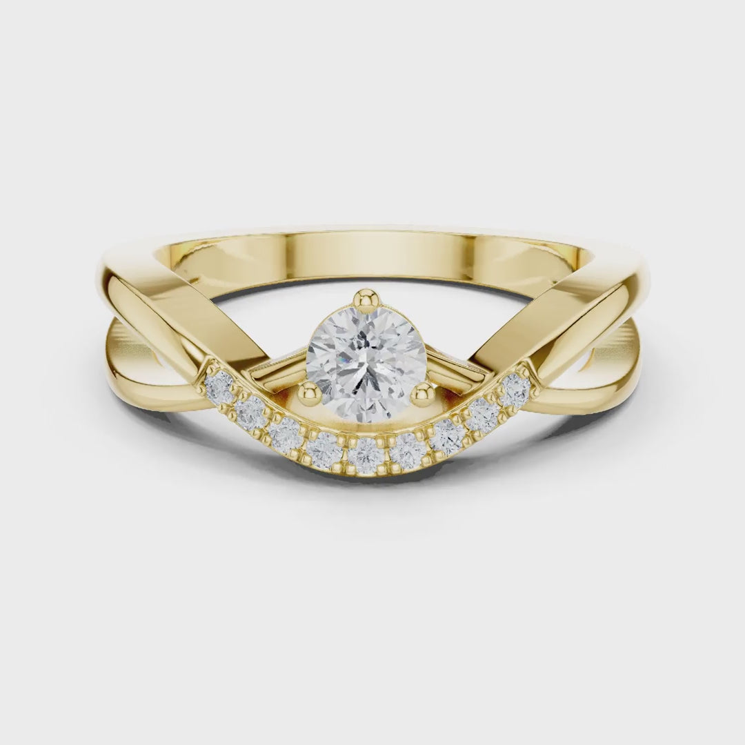 MJR0157 - Interlocking Curved Round Centerpiece Fashion Ring