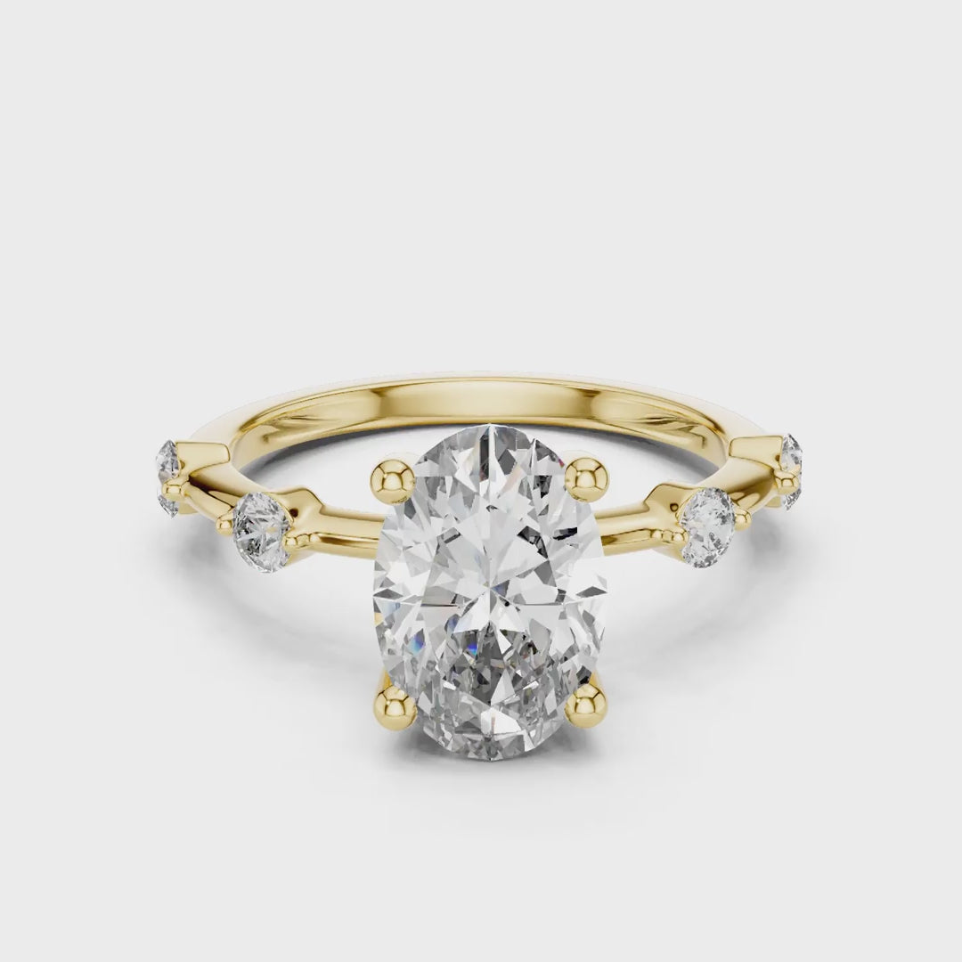 MJR036 - Enchanting Shared Prong Stationed Shank Bridal Ring