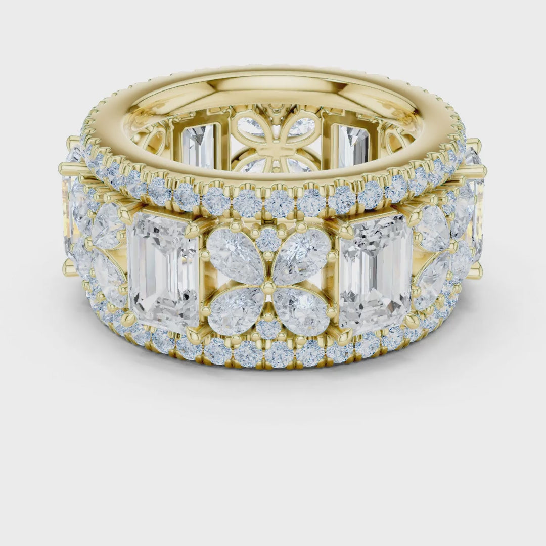 MJET040 - Intricate Petal Accent Multi-Row Eternity Ring