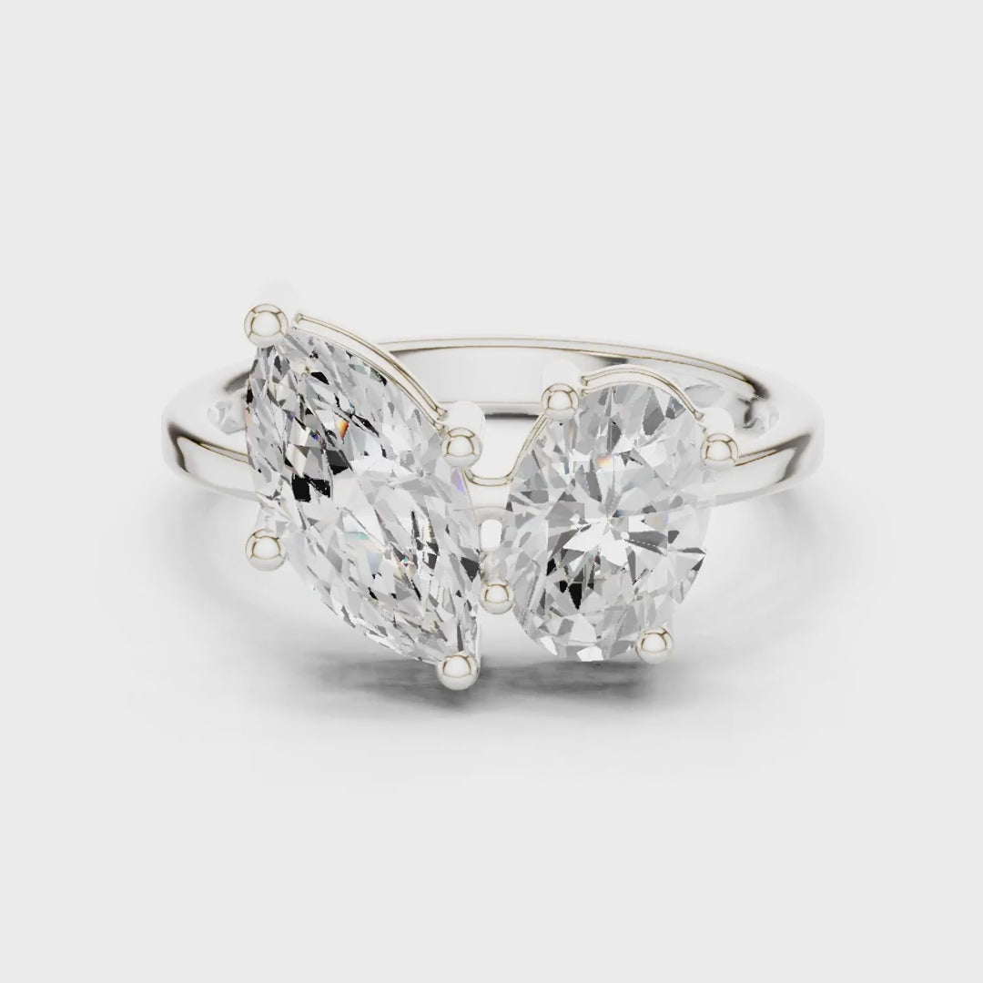 MJR0143 - Angled Marquise & Oval Cut Toi Et Moi Ring
