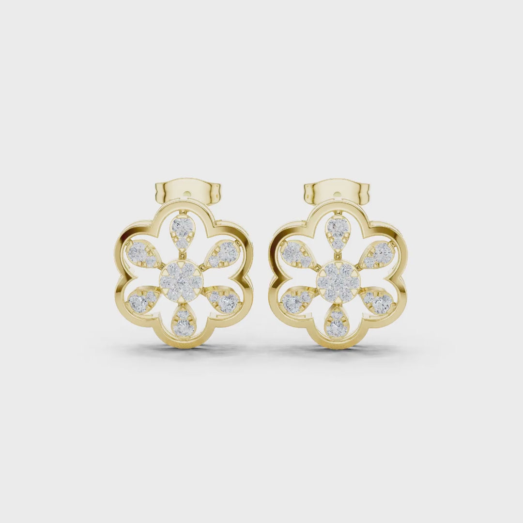 MJER66 - Sculpted Floral Blossom Stud Earrings