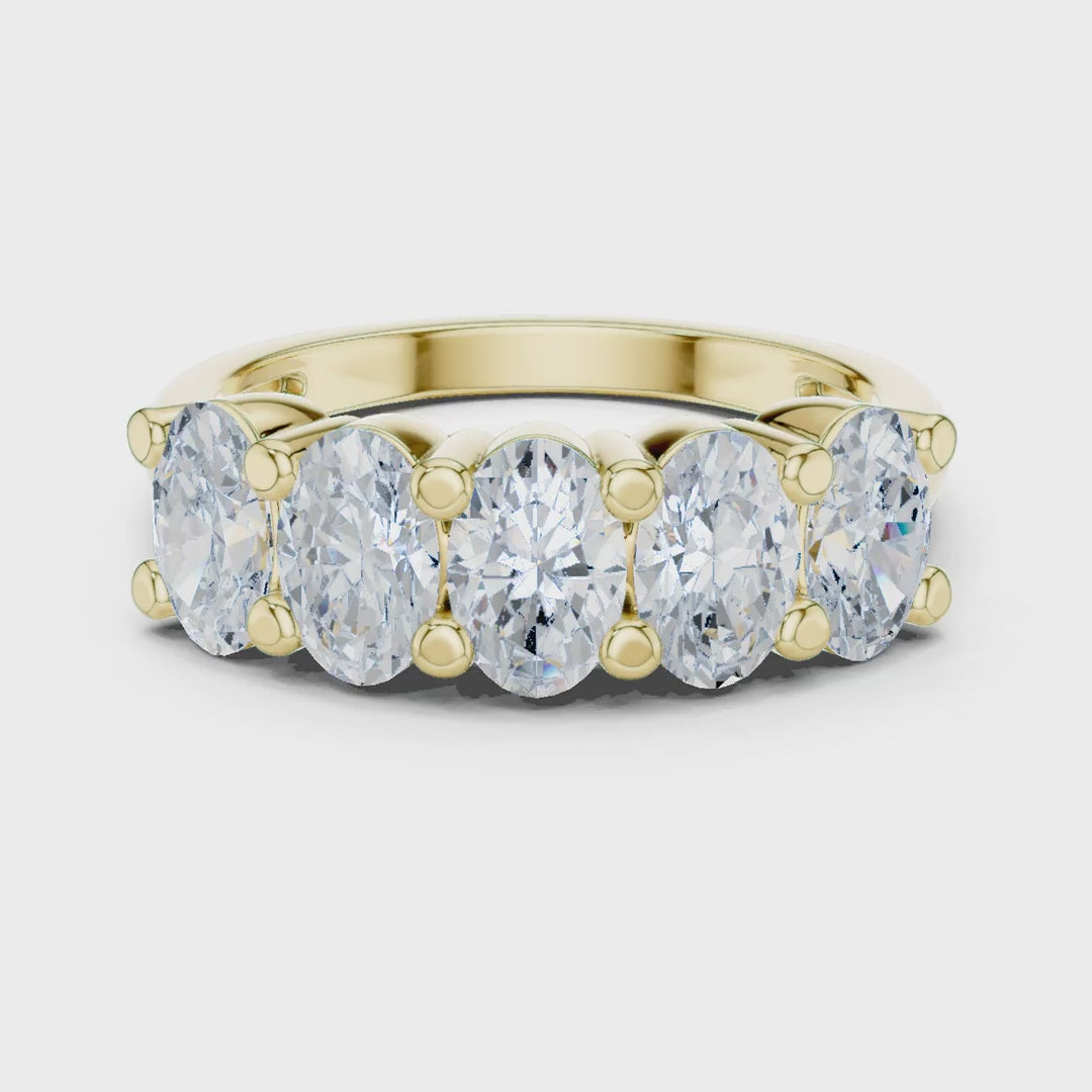 MJR0140 - Oval Five Stone Anniversary Band with Plain Shank