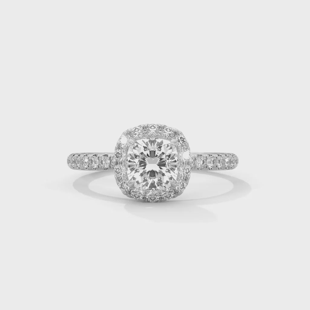 MJBS42 - Brilliant Cushion Center Stone Shimmering Border Band