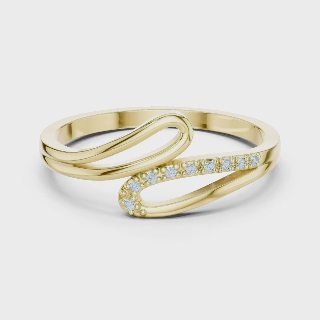 MJCLS10 - Fluid Ribbon Crossover Abstract Accent Promise Ring