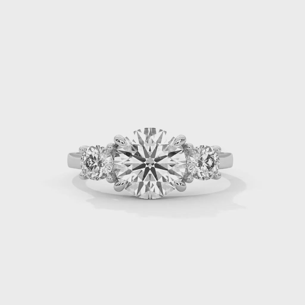 MJBS17 - Round Brilliant Trilogy Engagement Ring with Polished Band
