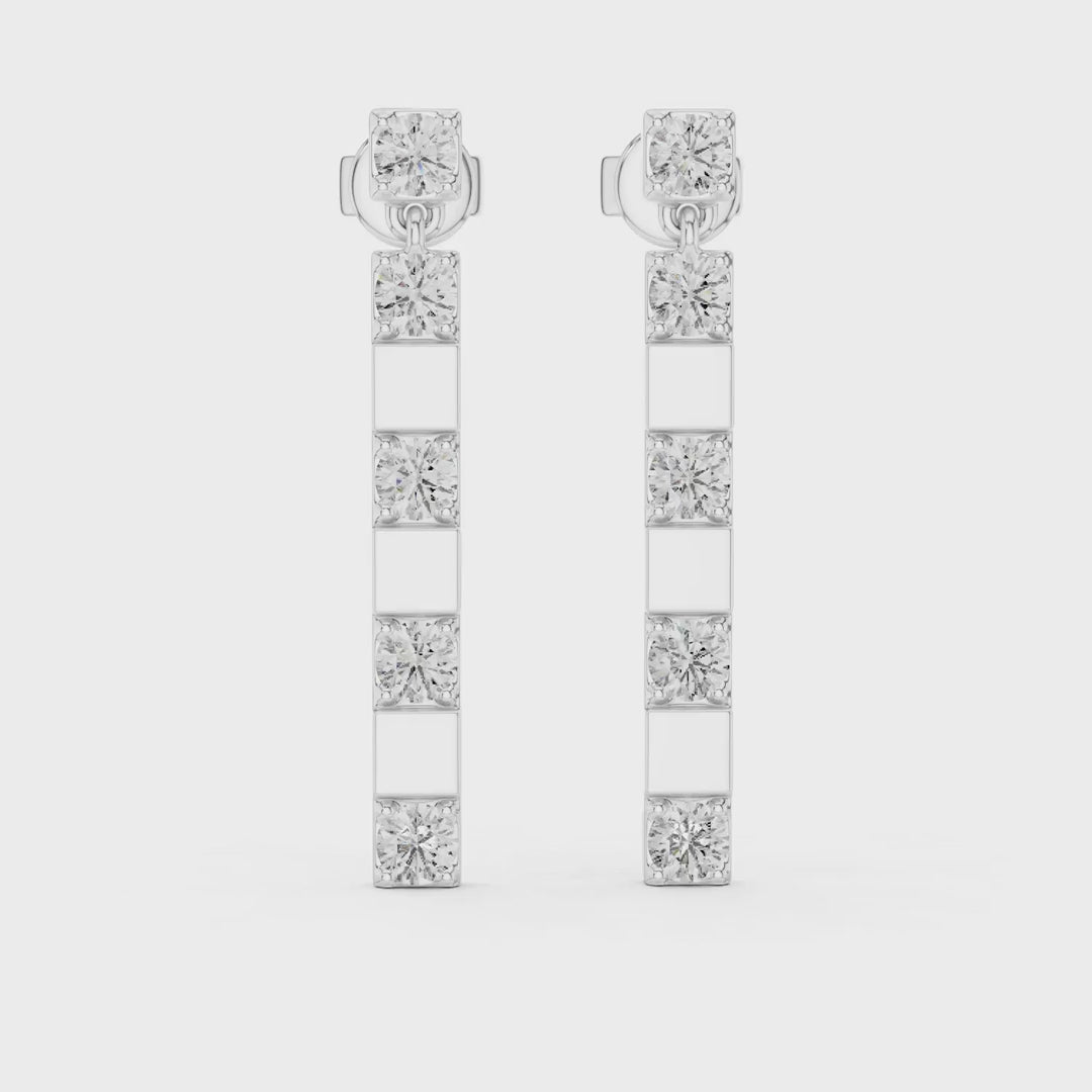 MJER27 - Geometric Alternating Bar Drop Earrings