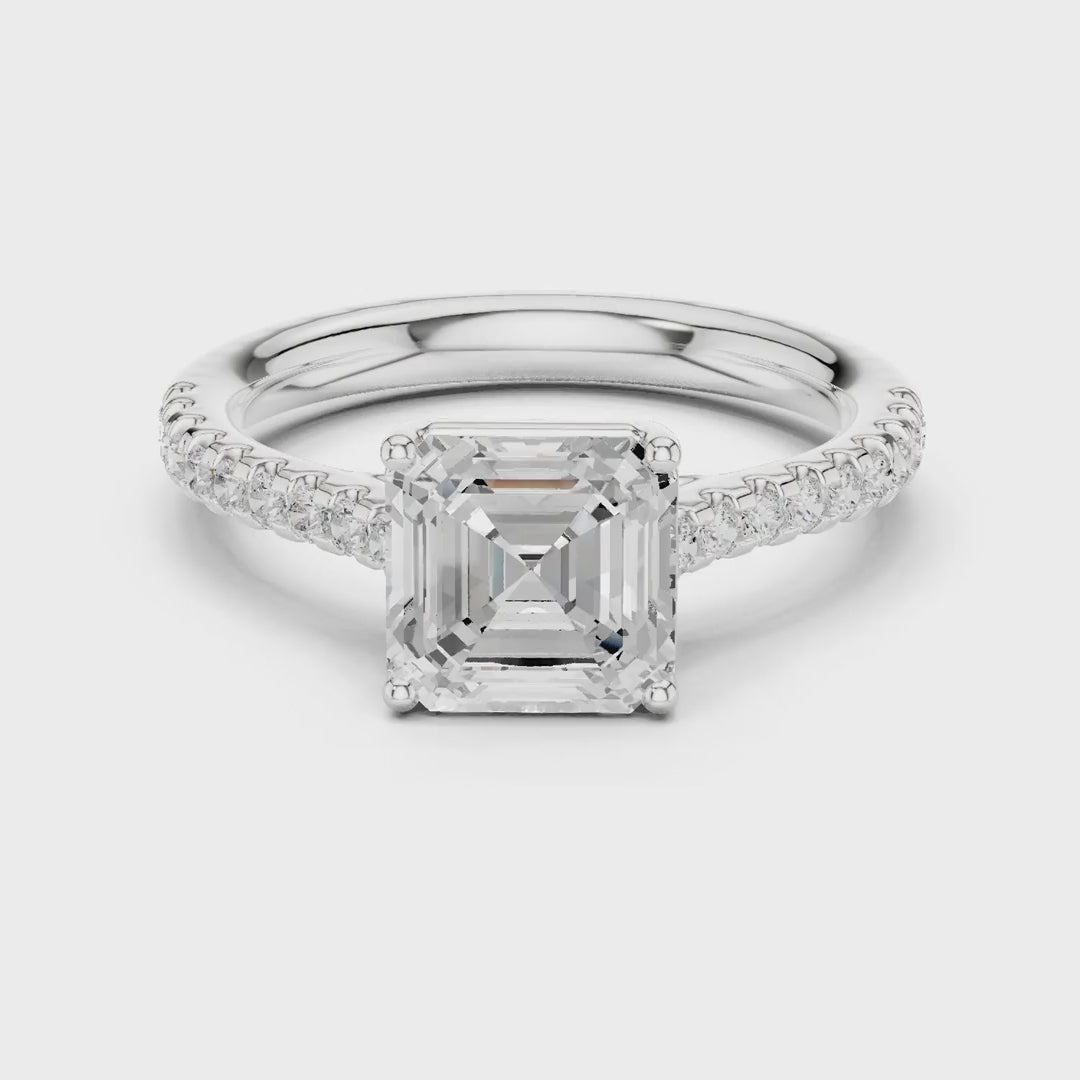 MJR078 - Asscher Cut Hidden Halo Encrusted Collar Ring