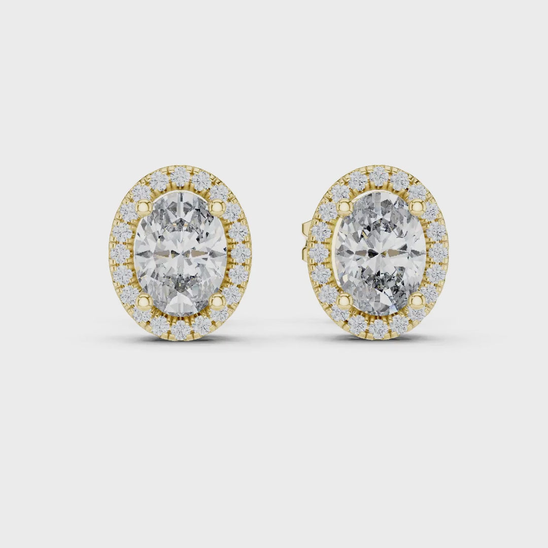 MJER51 - Classic Elongated Solitaire Halo Earrings