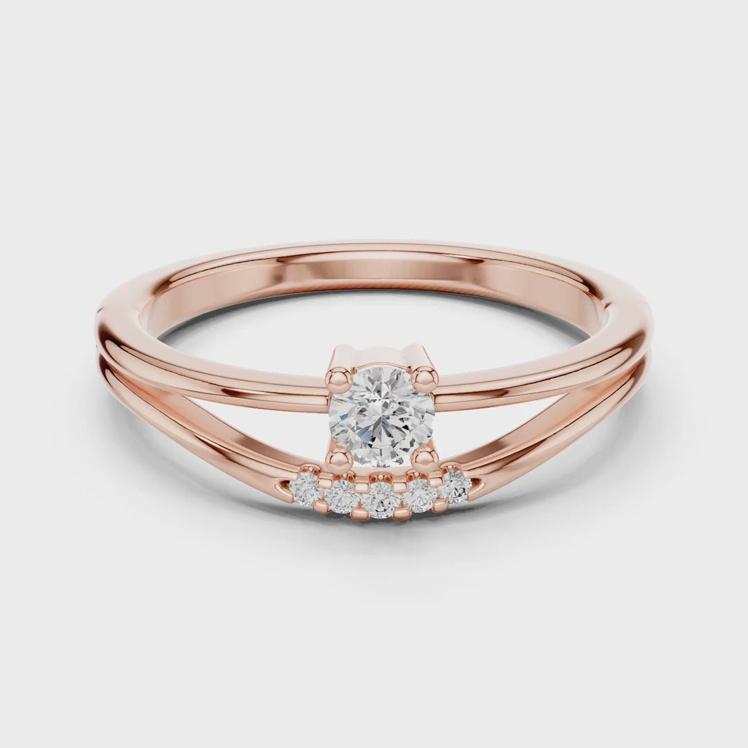 MJR054 - Round Brilliant Floating Chevron Multi Strand Ring