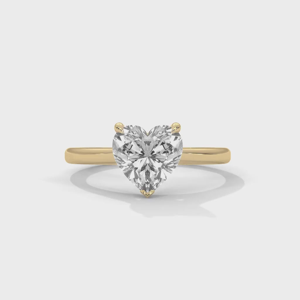 MJBS56 - Heart Shape Solitaire Engagement Ring with Polished Band