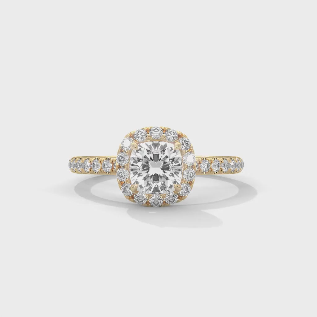 MJBS42 - Brilliant Cushion Center Stone Shimmering Border Band