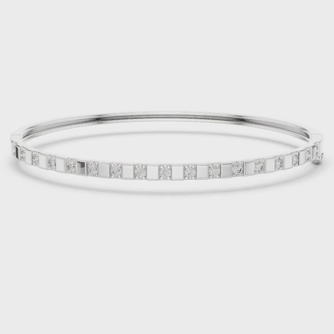 MJBR25 - Bar Spaced Round Gemstone Hinged Bangle