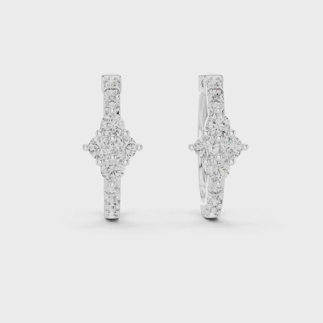 MJER18 - Diamond Shape Cluster Pavé Huggies