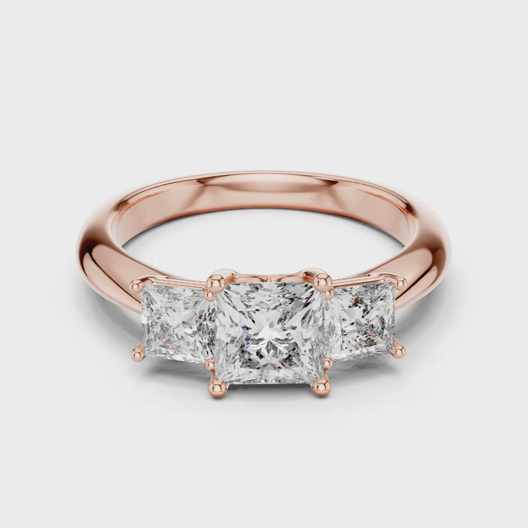 MJR031 - Princess Cut Three Stone Engagement Ring
