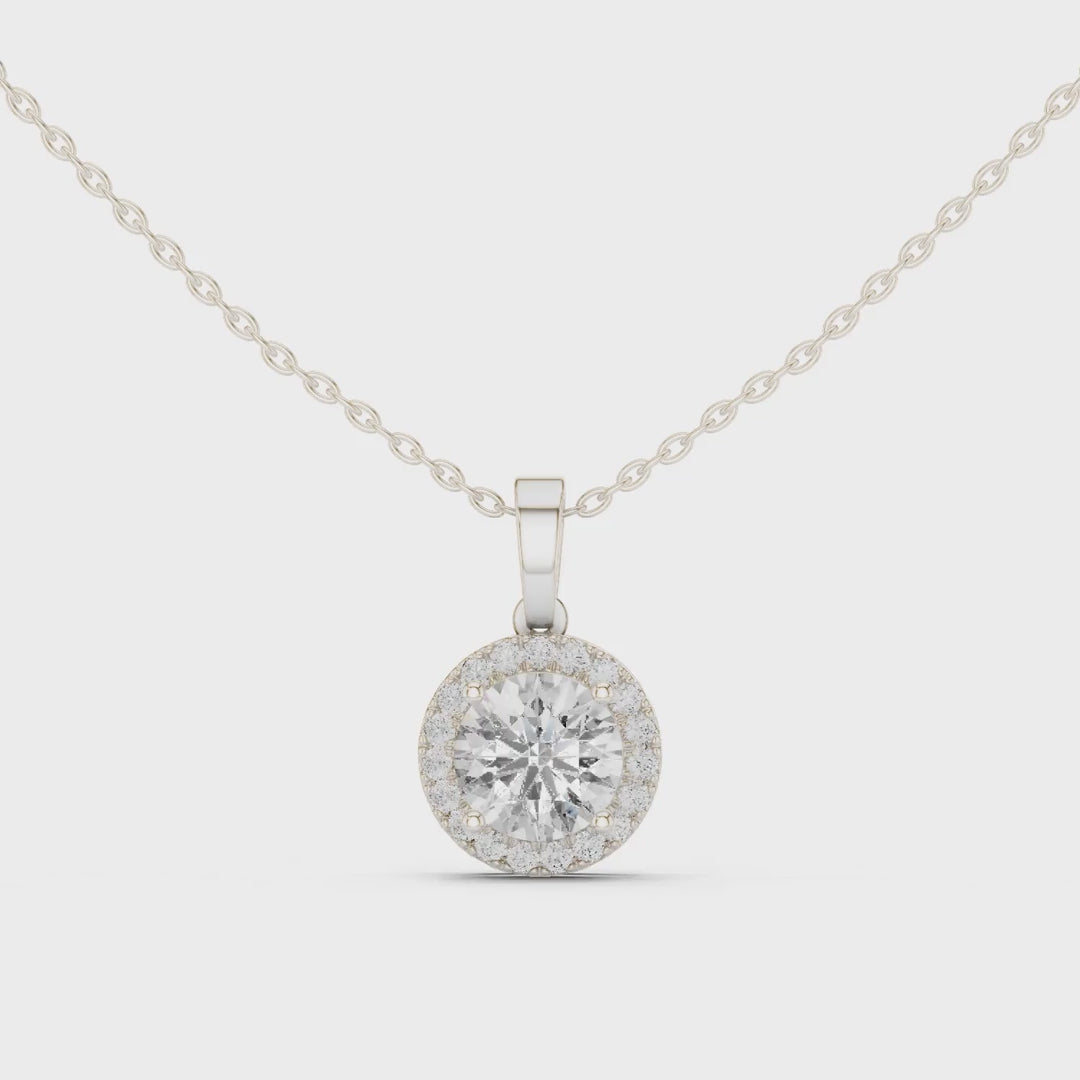 MJP40 - Brilliant Round Halo Solitaire Pendant