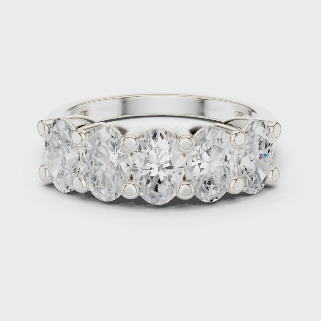 MJR0140 - Oval Five Stone Anniversary Band with Plain Shank