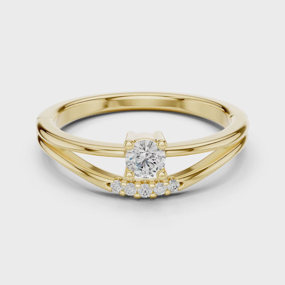 MJR054 - Round Brilliant Floating Chevron Multi Strand Ring
