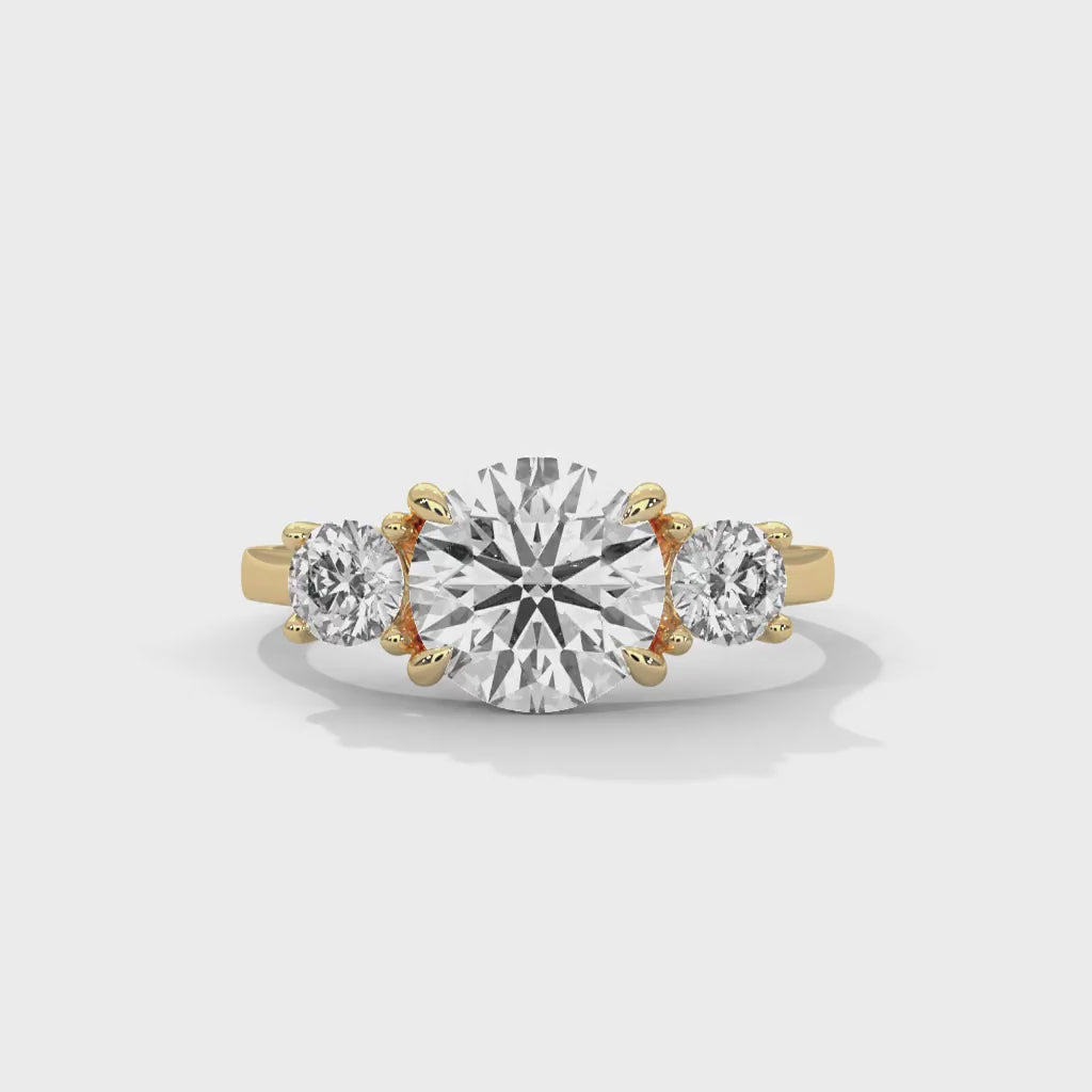 MJBS17 - Round Brilliant Trilogy Engagement Ring with Polished Band