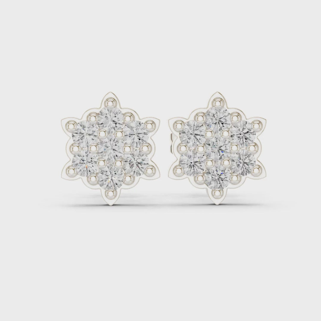 MJER68 - Floral Mosaic Pavé-Set Post Earrings