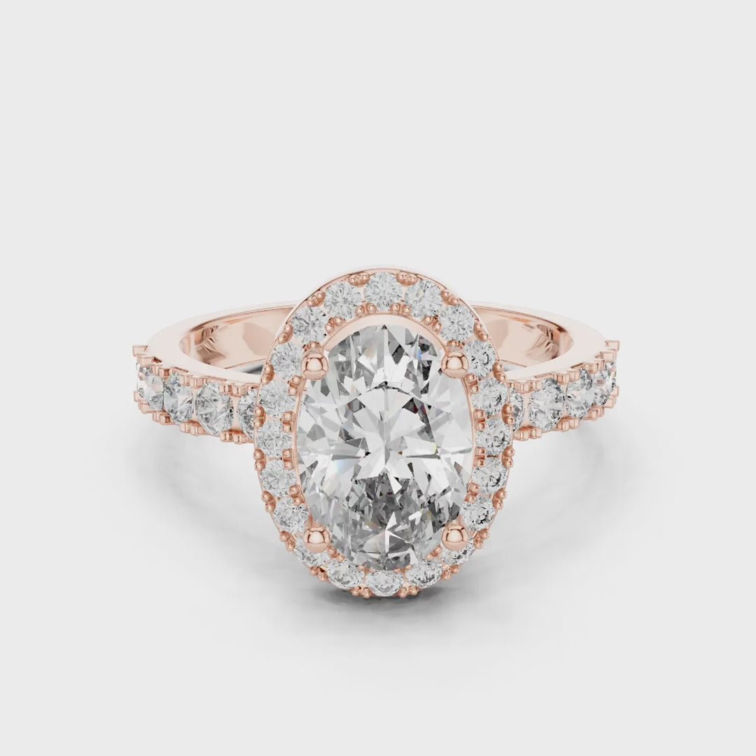 2.44 Carat Lab Grown Diamond Oval Cut Halo Solitaire Engagement Ring