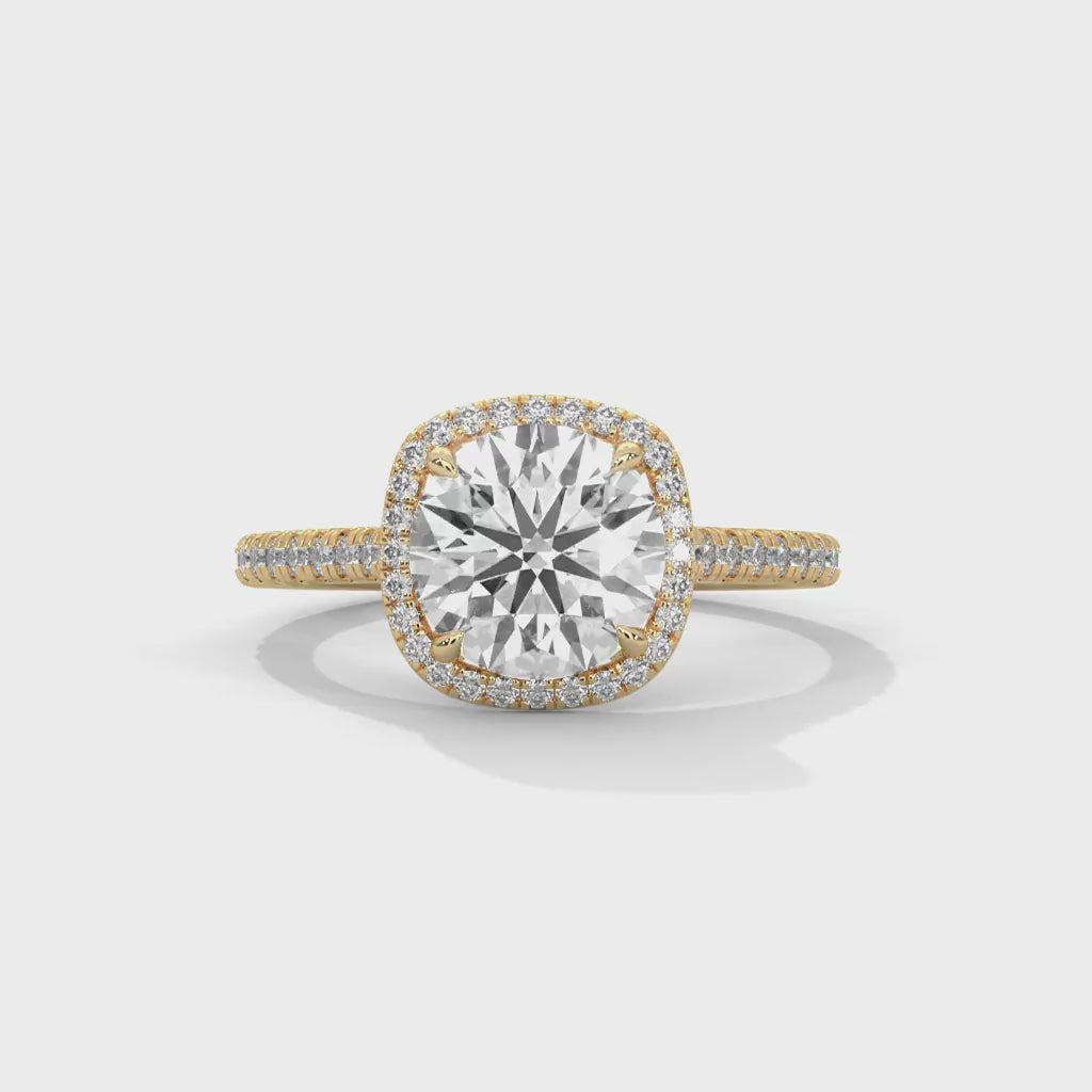 MJBS3 - Round Brilliant Cushion Halo Engagement Ring