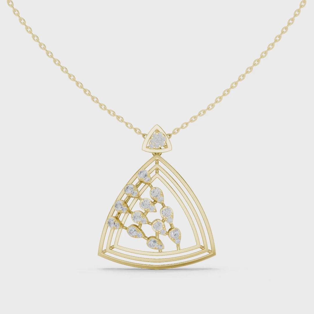 MJP16 - Concentric Triangle Diamond Chevron Pendant