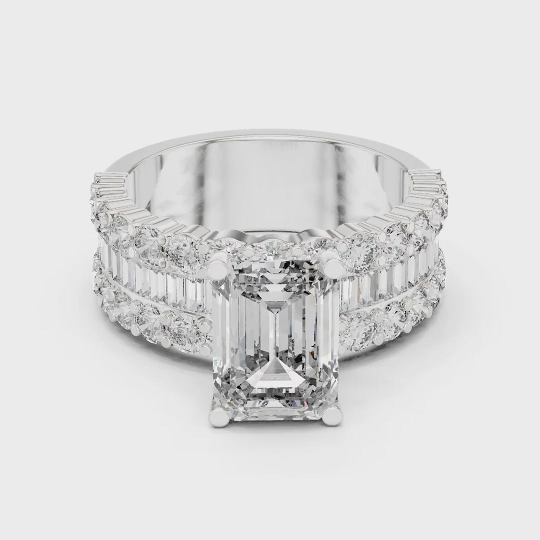 MJR0126 - Grand Multi-Row Accent Emerald Cut Statement Ring