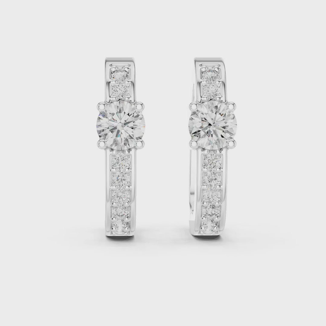 MJER25 - Center Solitaire Accent Channel Huggies