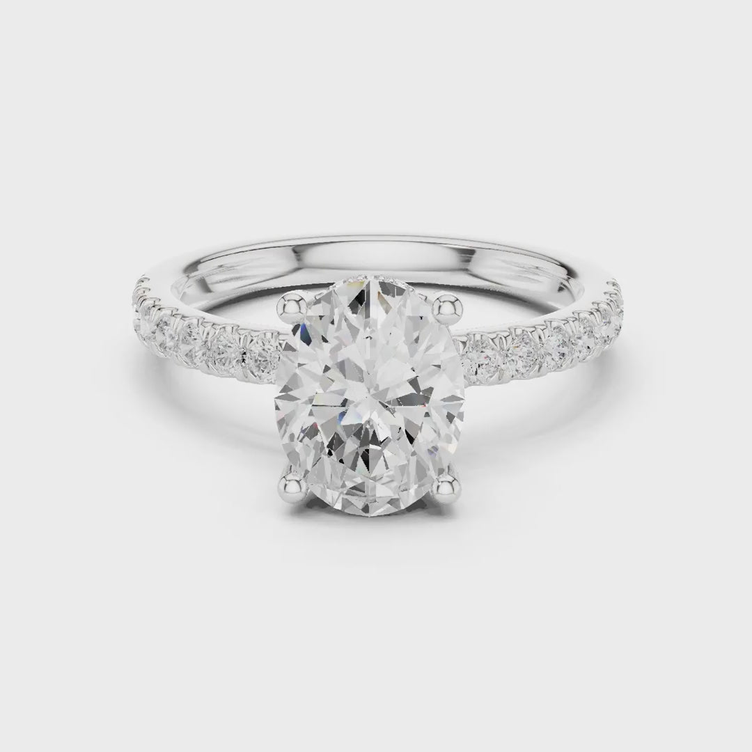MJR0145 - Oval Solitaire Ring featuring Hidden Halo Gallery