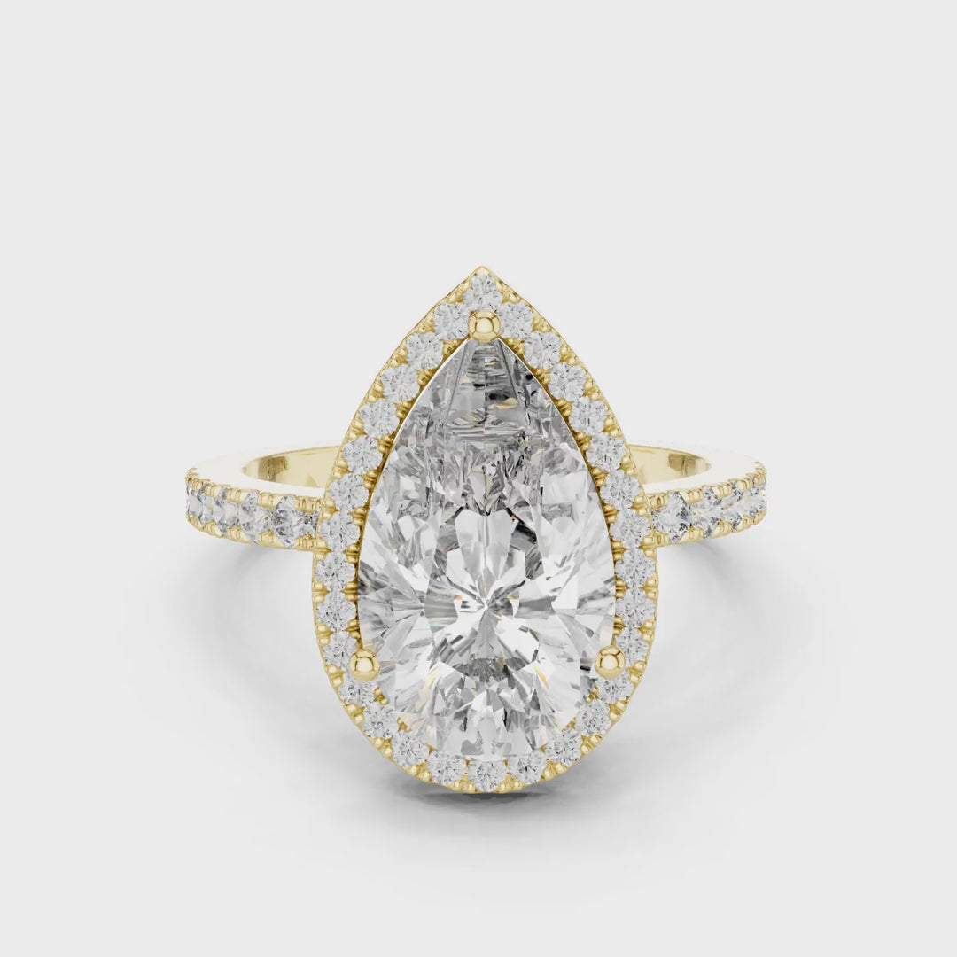 MJR015 - Pear Cut Halo Engagement Ring