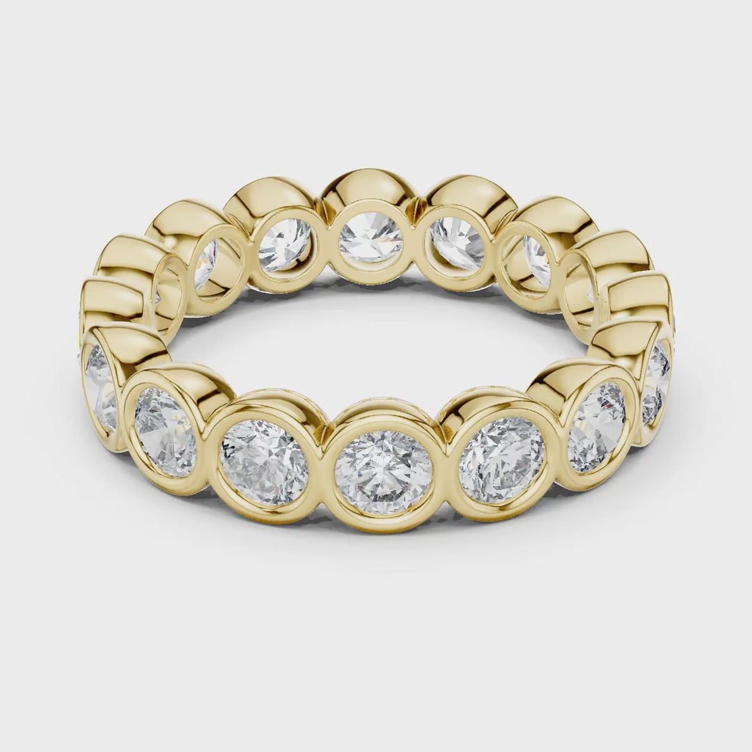 MJET028 - Smooth Bezel Encased Round Stone Stackable Ring