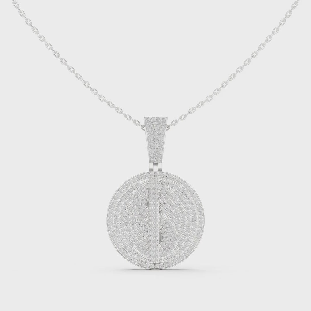 MJP25 - Dollar Sign Iced Medallion Pendant