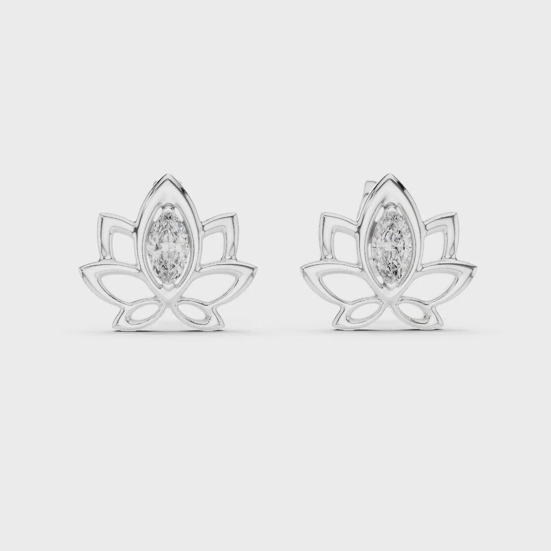 MJER31 - Lotus Blossom Marquise Center Studs