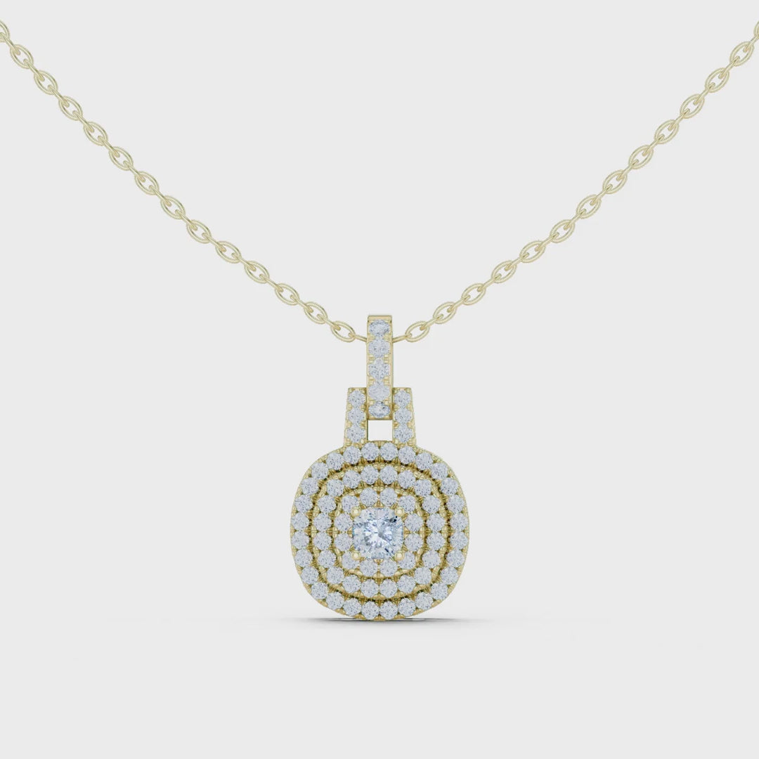 MJP19 - Concentric Cushion Diamond Halo Minimalist Charm