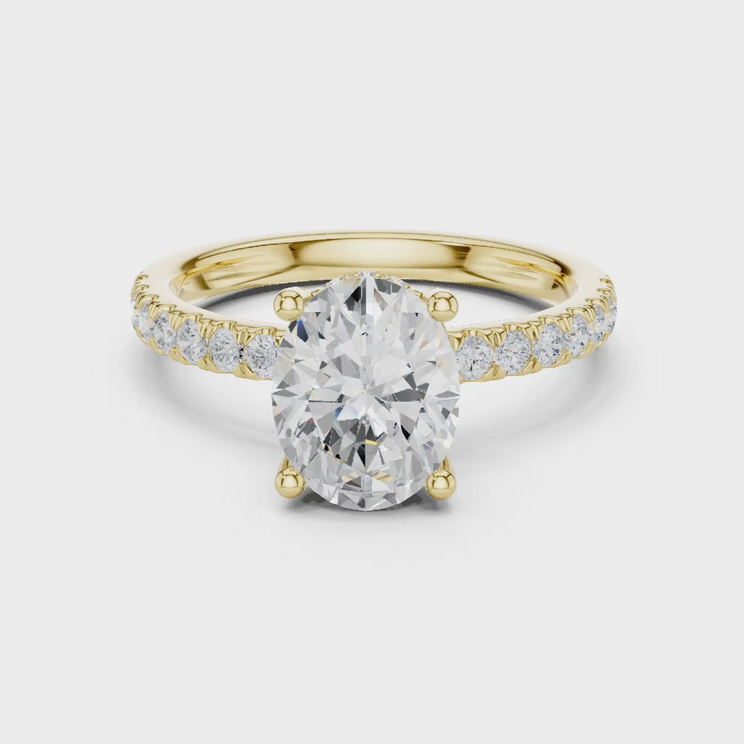 MJR0145 - Oval Solitaire Ring featuring Hidden Halo Gallery