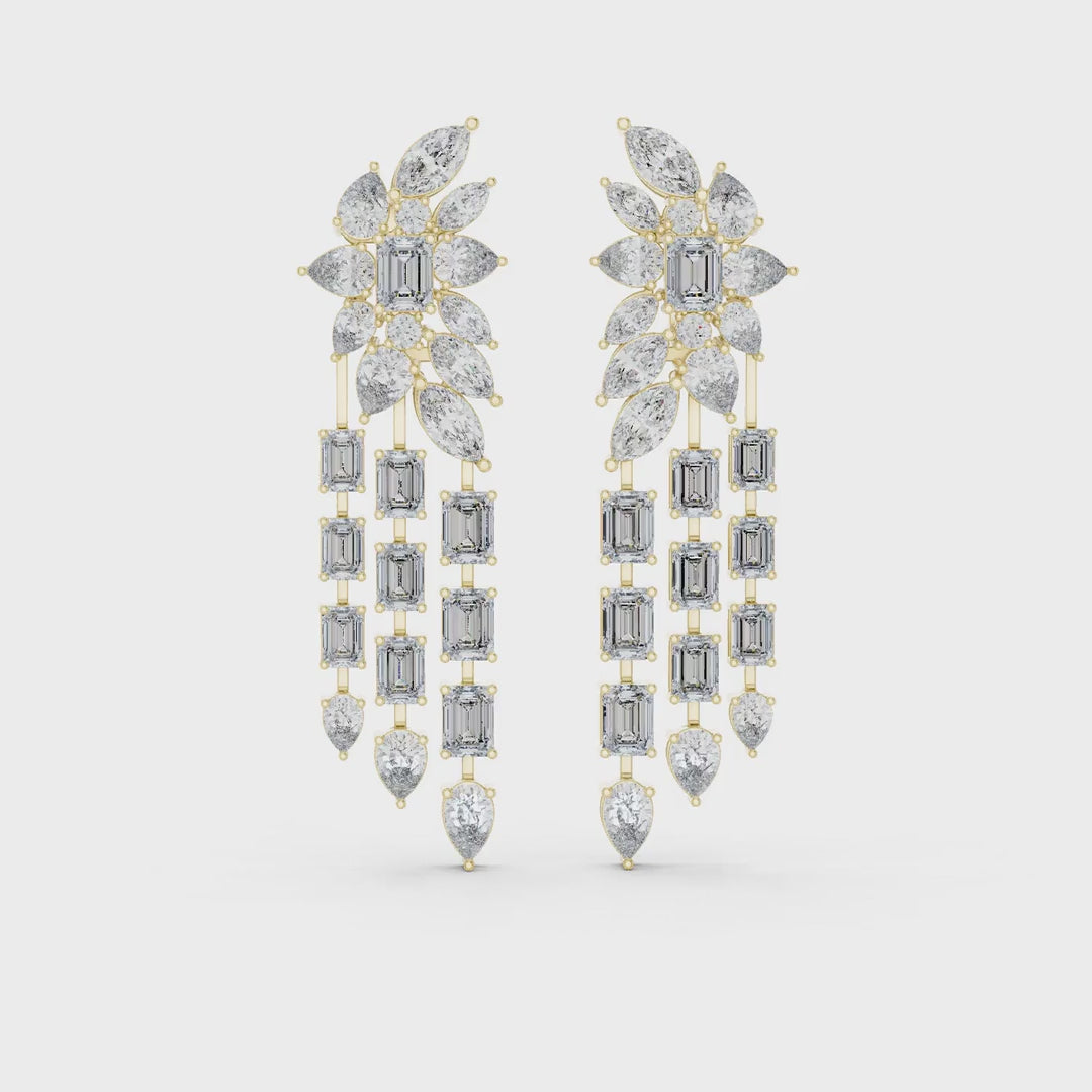 MJER60 - Botanical Fringe Chandelier Earrings