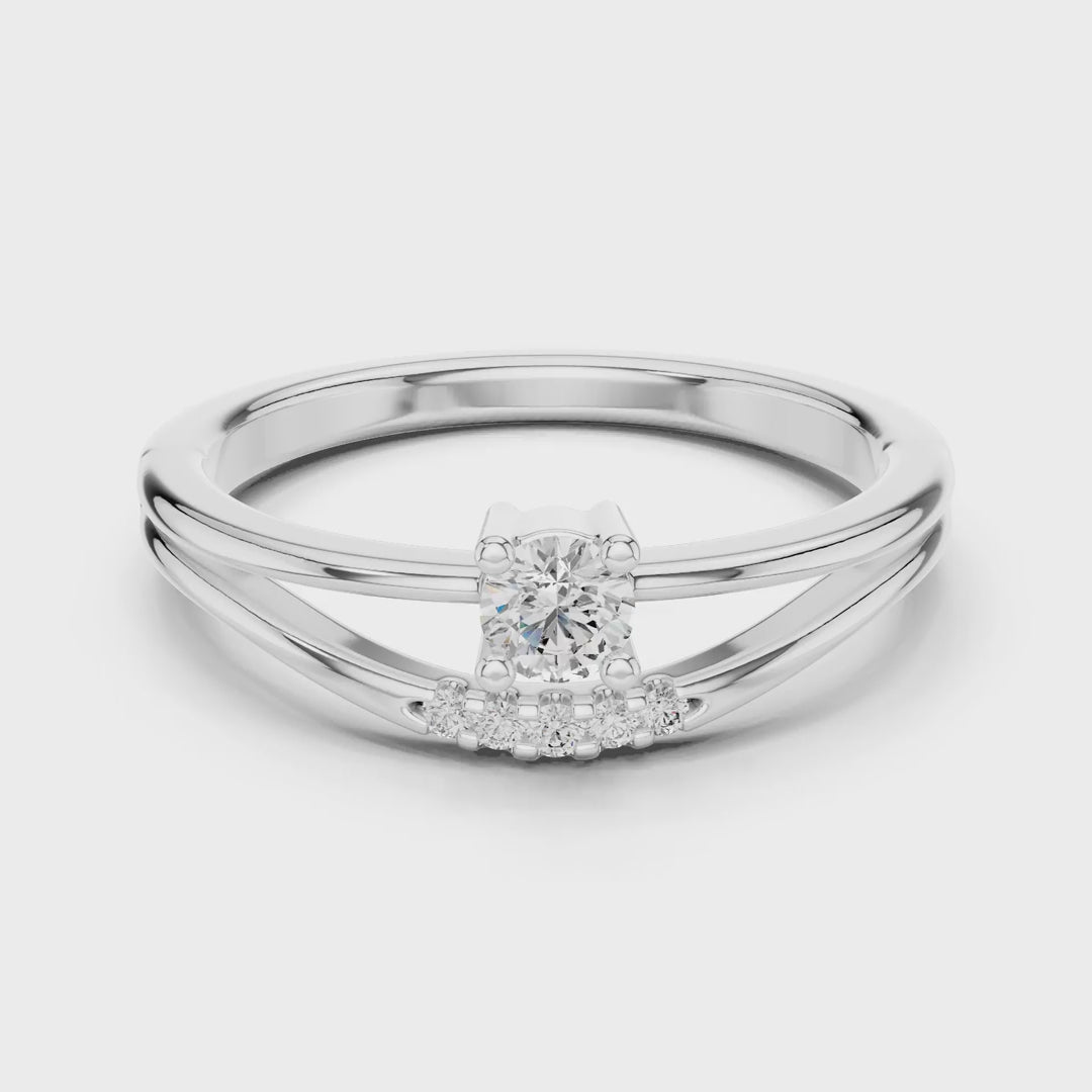 MJR054 - Round Brilliant Floating Chevron Multi Strand Ring