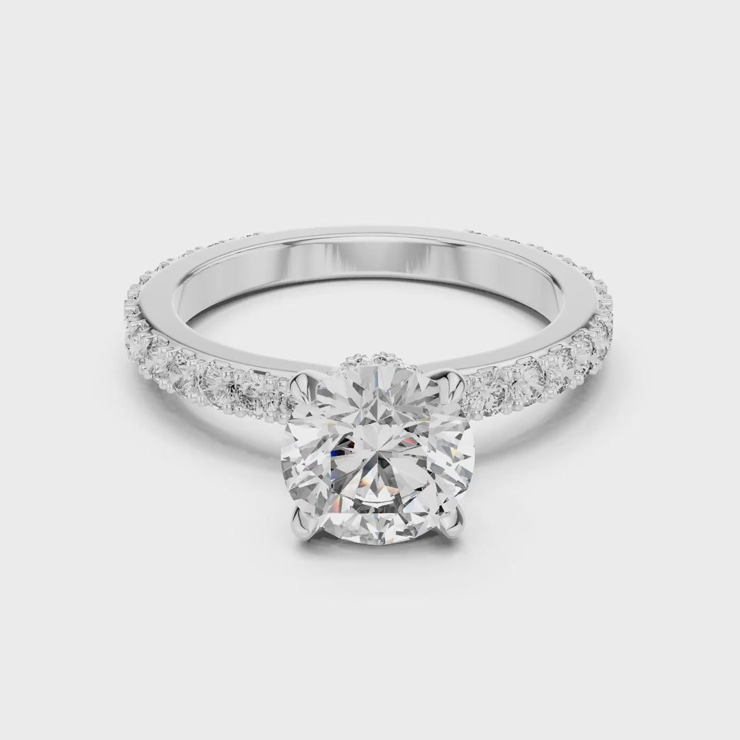 MJR052 - Elegant Bright Cut Under Halo Pavilion Ring